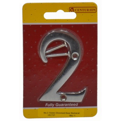 Centurion chrome door numeral 2