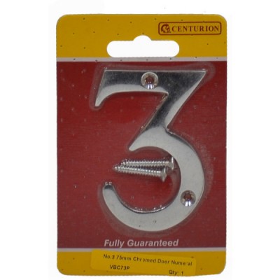 Centurion chrome door numeral 3