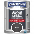 Johnstone's Interior Wood and Metal non-drip Gloss Black 750ml