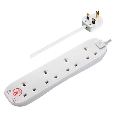 Masterplug 4 way 2 metre surge protected extension lead