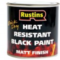 Rustins Heat Resistant Paint Matt Black 250ml